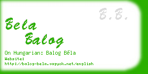 bela balog business card